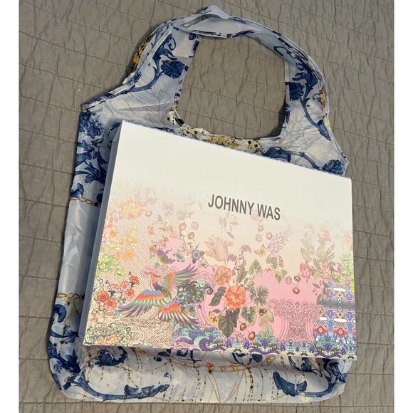 Johnny Was Floral Magnetic Closure Slim Multicolor Gift Box and Nylon Gift Bag - Picture 1 of 9